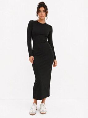 Aritzia The Group by Babaton Indulge Dress Jersey Long Sleeve Black Size Small